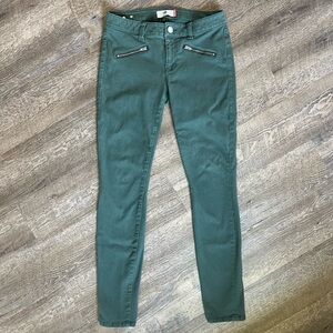 CAbi Zip Skinny Hunter green jeans